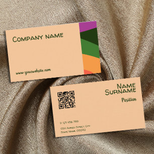 Abstract orange yellow green pink QR Business Card