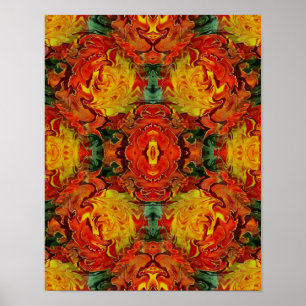 Abstract Orange Yellow Green Poster