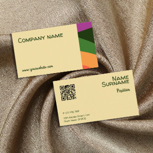 Abstract orange yellow green QR Business Card