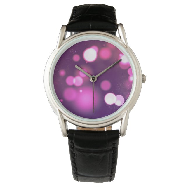 Abstract Orbs Pink/Purple Whimsical Design Dots Watch (Front)