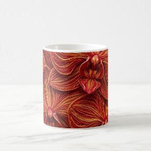 Abstract Orchid Fire Red Thread Coffee Mug
