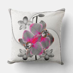Abstract Orchid Flower Art Print Throw Pillow