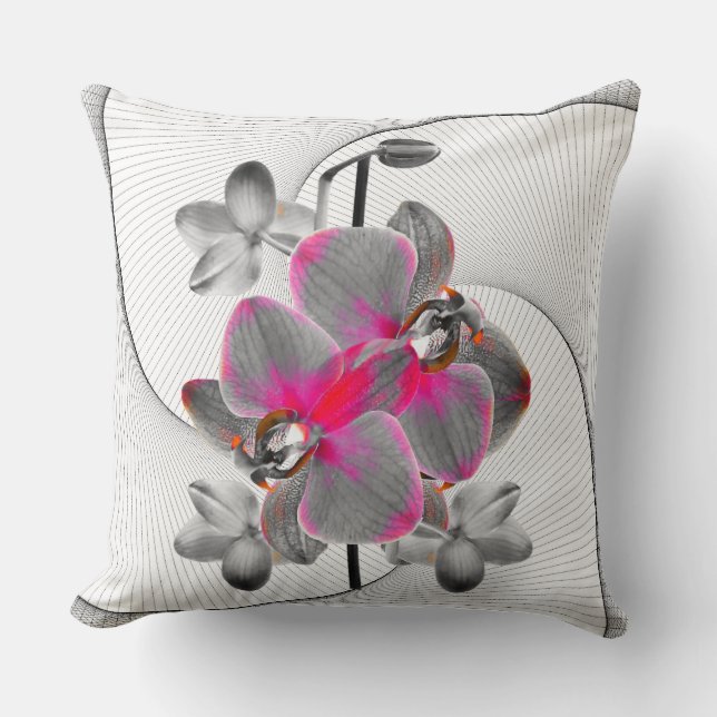 Abstract Orchid Flower Art Print Throw Pillow (Front)