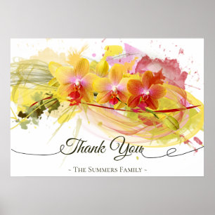 Abstract Orchids Colour Splash Calligraphy Poster