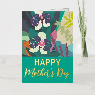 Abstract Orchids Floral Happy Mother’s Day Gold Foil Holiday Card