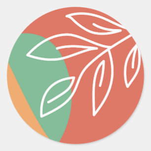 Abstract organic art, floral boho colourful classic round sticker