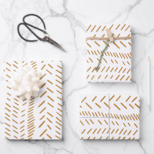 Abstract Organic Line Art in Boho Gold  Wrapping Paper Sheet