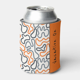 Abstract Organic Line White Orange Passion Can Cooler