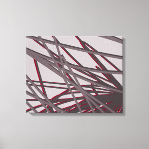 Abstract Organic Linear Design   Grey & Burgundy Canvas Print
