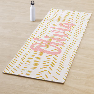 Abstract Organic Lines Art Boho Gold Personalized Yoga Mat