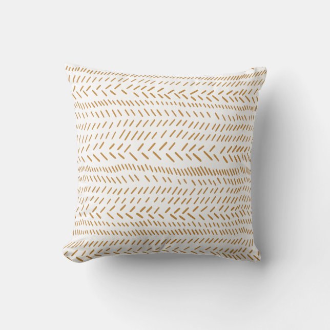 Abstract Organic Lines Art in Boho Gold Throw Pillow (Front)