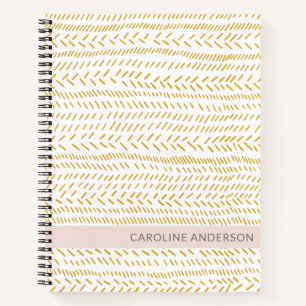 Abstract Organic Lines Art in Gold Personalized Notebook
