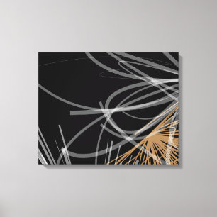 Abstract Organic Ribbon Design   Black & Gold Canvas Print