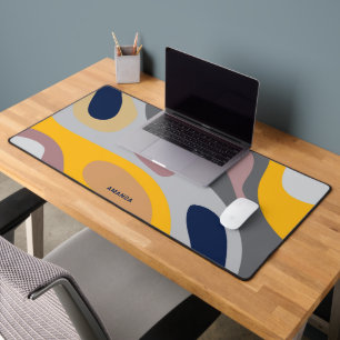 Abstract organic shape modern pattern monogram desk mat