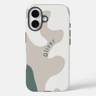 Abstract Organic Shaped Scandi Personalized Name iPhone 16 Case