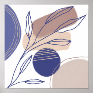 Abstract Organic Shapes - Blue and Beige Poster