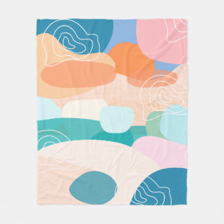 Abstract Organic Shapes Sunset Colour Palette Fleece Blanket