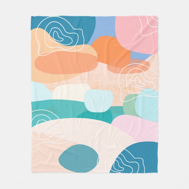 Abstract Organic Shapes Sunset Colour Palette Fleece Blanket (Front)