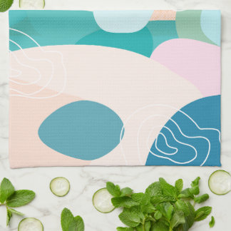 Abstract Organic Shapes Sunset Colour Palette Kitchen Towel