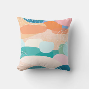 Abstract Organic Shapes Sunset Colour Palette Throw Pillow