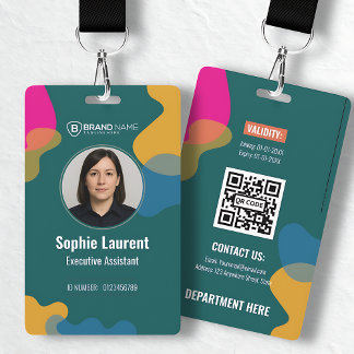 Abstract Organic Shapes Teal Green Department ID Badge