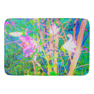 Abstract Oriental Lilies in My Rubio Garden Bath Mat