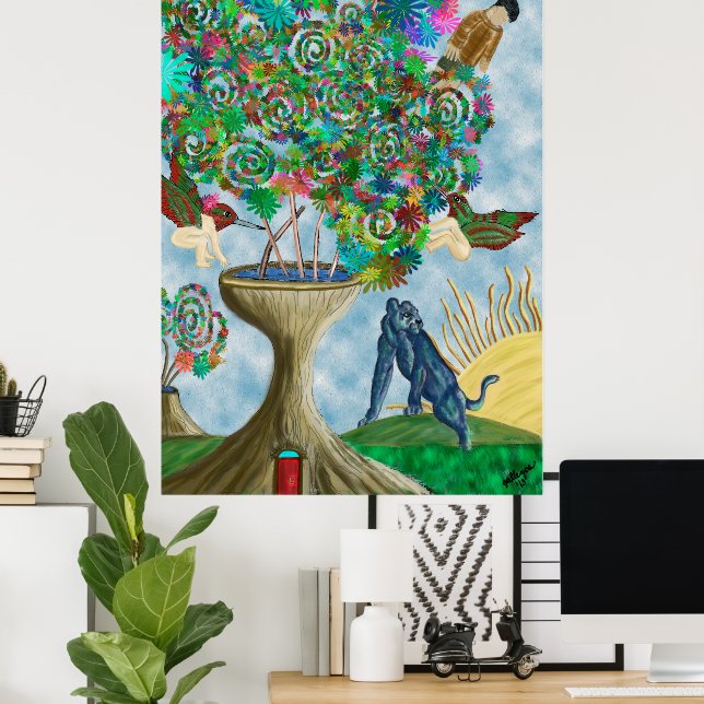 Abstract Original Art Surreal Animals Poster (Home Office)