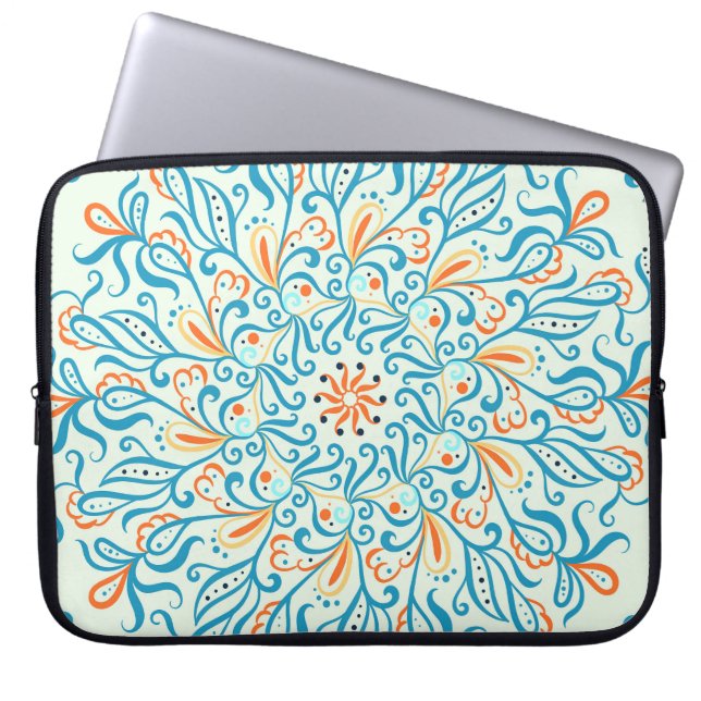 Abstract Ornament Ceramic Tile Pattern Laptop Sleeve (Front)