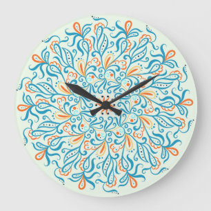 Abstract Ornament Ceramic Tile Pattern Large Clock