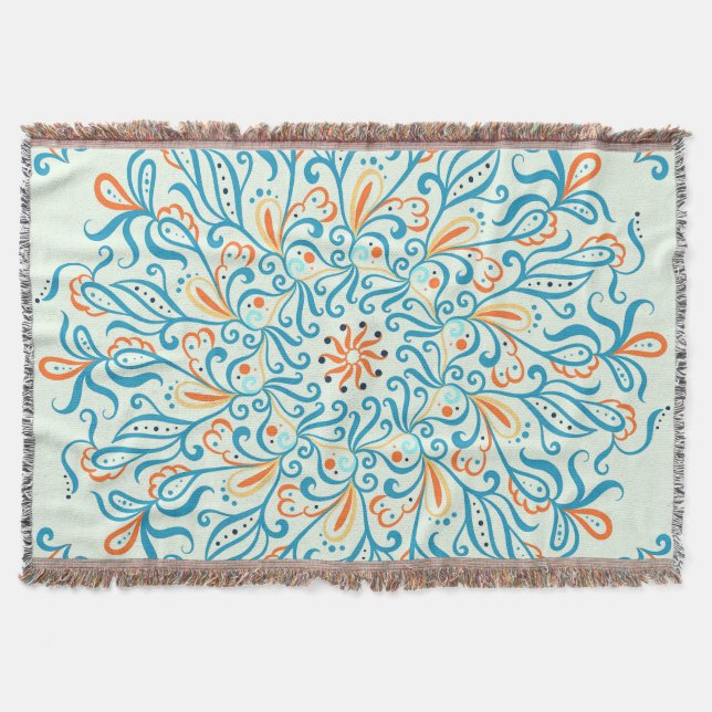 Abstract Ornament Ceramic Tile Pattern Throw Blanket (Front)