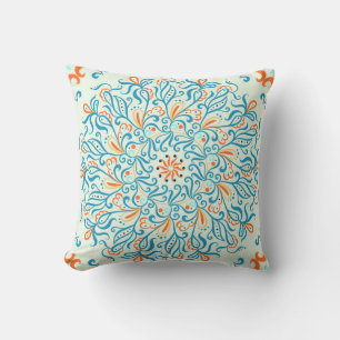 Abstract Ornament Ceramic Tile Pattern Throw Pillow