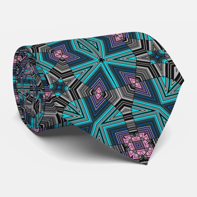 Abstract ornamental lined striped folk ethno triba tie (Rolled)