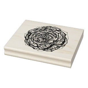 Abstract Ornamental Rose Rubber Stamp