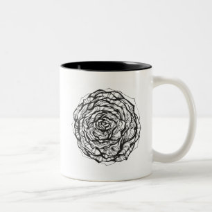 Abstract Ornamental Rose Two-Tone Coffee Mug