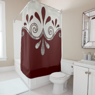 Abstract ornamental shape in burgundy and silver