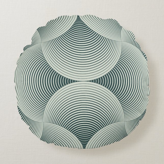 Abstract ornate geometric petals grid background.  round pillow (Front)