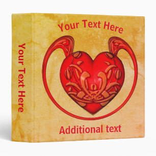 Abstract Ornate Red Heart Personalized Binder