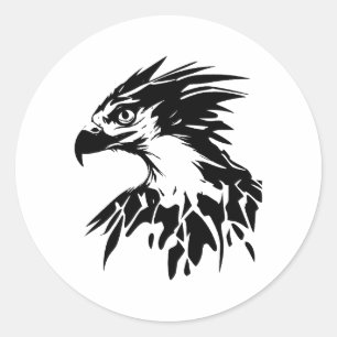 Abstract Osprey Art in BW Classic Round Sticker