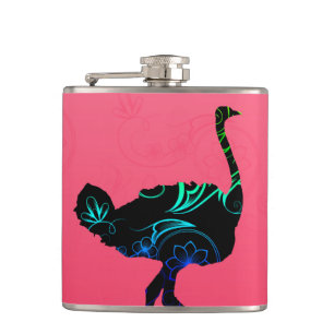Abstract Ostrich Vinyl Wrapped Flask