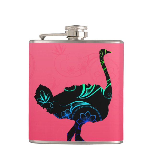 Abstract Ostrich Vinyl Wrapped Flask (Front)