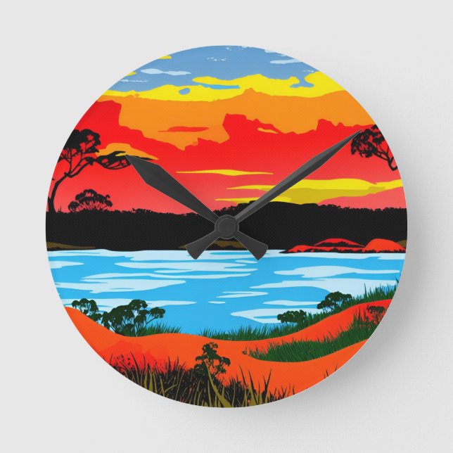 Abstract Outback Desert Landscape Art #5 Round Clock (Front)