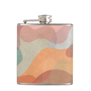 Abstract Overlapping Pastel Blobs Background Hip Flask