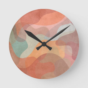 Abstract Overlapping Pastel Blobs Background Round Clock