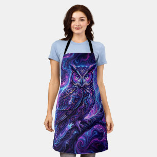 Abstract Owl Cosmic Purple Modern Apron