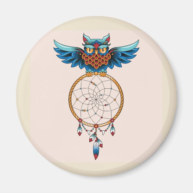 Abstract Owl Dream catcher  Magnet (Front)