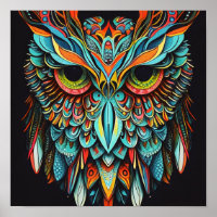 Abstract owl in bright colors