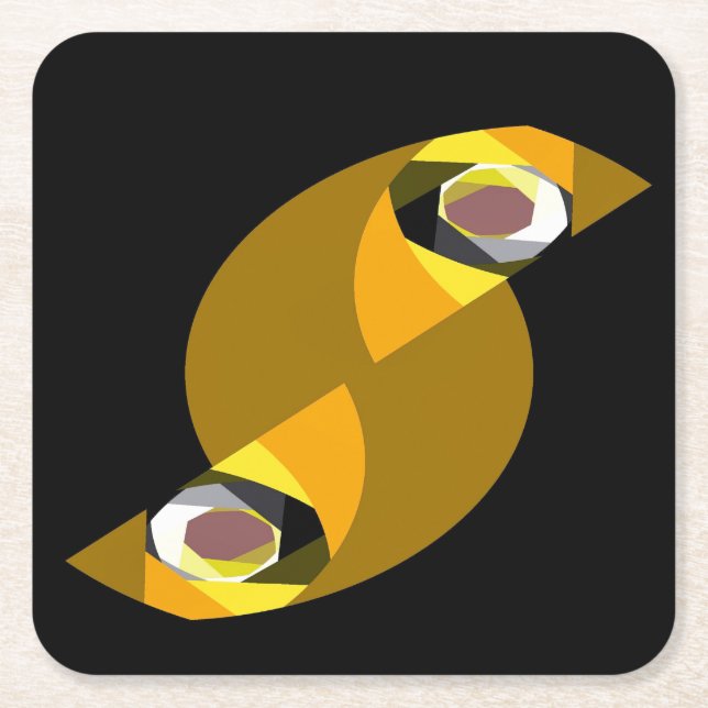 ABSTRACT OWL SQUARE PAPER COASTER (Front)