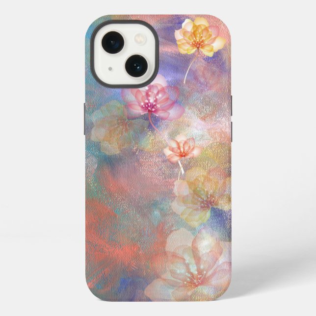 Abstract Paint and Flowers iPhone Case (Back)