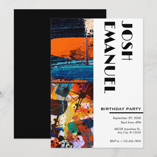 Abstract paint artistic  invitation (Front/Back)