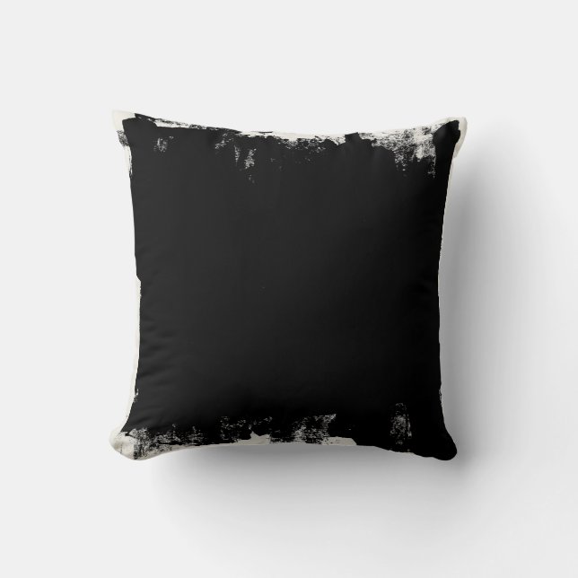 Abstract Paint Blotch Black And White  Throw Pillow (Front)
